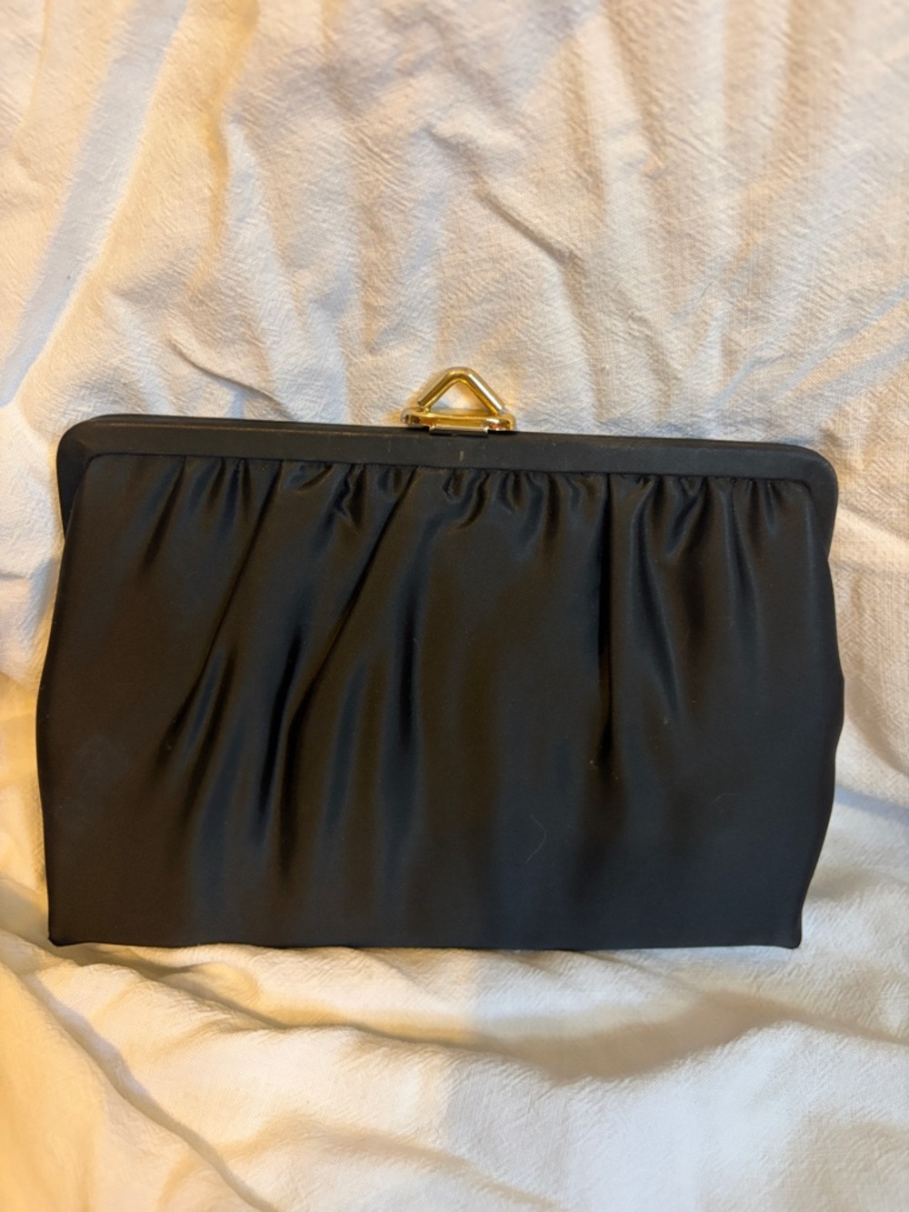 Mardane Classic Black Satin Clutch with Gold Frame